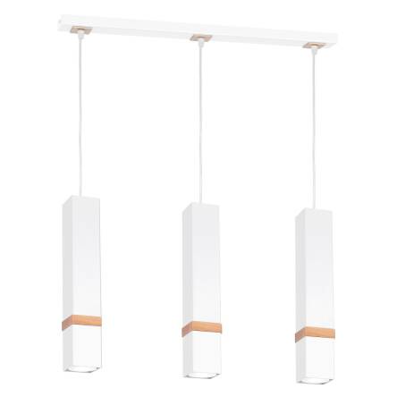 Milagro VIDAR WHITE MLP5409 lampa wisząca nowoczesna połączenie bieli z drewnem 3xGU10 60cm