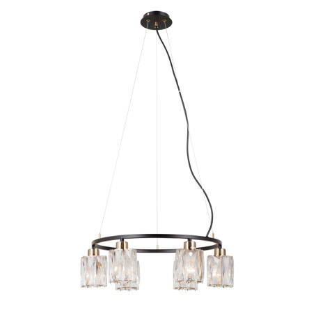 Italux Simona PND-40814-6-BK-HBR lampa wisząca kryształy E14 53cm