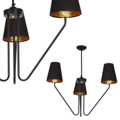 Milagro VICTORIA BLACK MLP4912 żyrandol abażur tkanina trapez czarny ze złotem 3xE27 72cm 