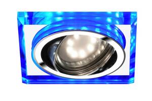 Candellux SSU-22 CH/TR+BL 2263823 oprawa do wbudowania stropowa chrom GU10 50W+LED SMD 2,1W niebieski 230V oczko sufitowe kwadratowa szkło transparentne 9cm