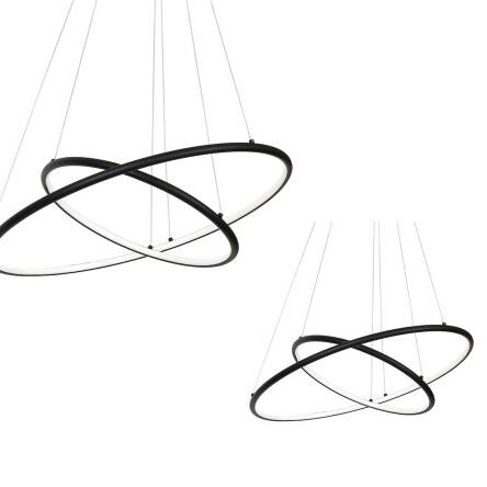 Milagro ORION BLACK ML508 lampa wisząca czarna dwa świecące okręgi 53W LED 3000K 60cm