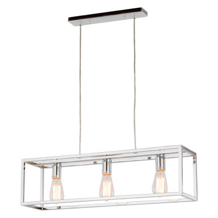 Italux Sigalo MD-BR4367-D3 CH  lampa wisząca metalowa rama prostokąt chrom E27 3x60W IP20 73cm
