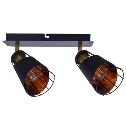 Milagro RICK ML5566 oprawa spot nowoczesna dwa punkty świetlne oprawę zamknięto w metalowym kloszu z drucianymi elementami czarny 2xE14 28cm