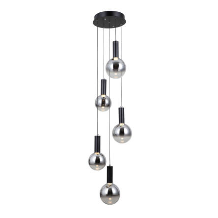 Italux Strela PND-34378-5S-BK lampa wisząca, szklane klosze, LED 25W 3000K 35 cm