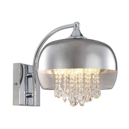 Milagro LUNA ML3803 kinkiet lampa ścienna chrom klosz metalowy szkło kryształki 1xE14 LED 28cm